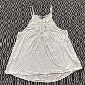 American Eagle Cream Flowy Tank Medium